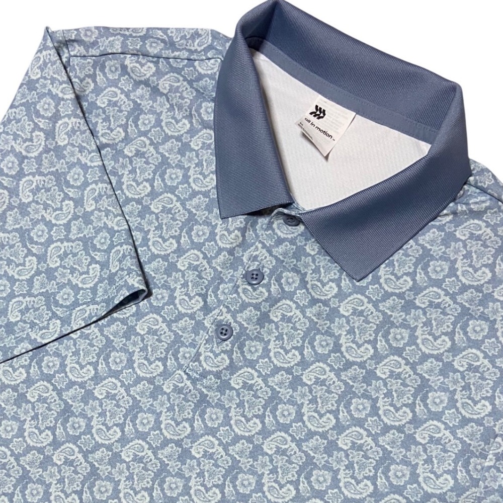 All in Motion Blue Paisley Print Golf Polo Shirt‎ Performance Athleisure Medium